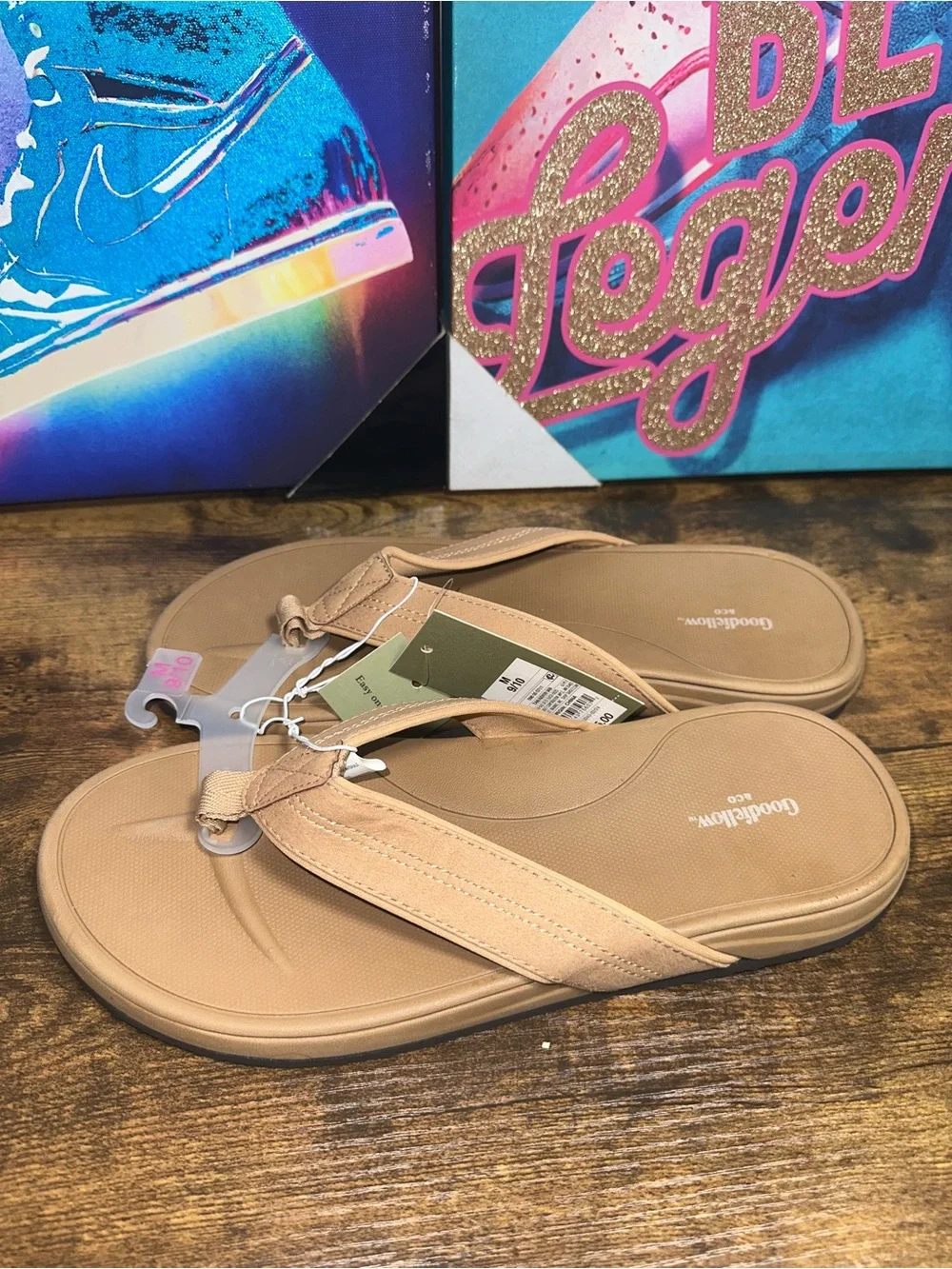 Men's lan Comfort Flip Flop Thong Sandals - Goodfellow & Co™ Tan Medium 9/10